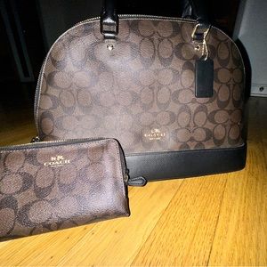 Coach Coated Canvas Signature Dome bag with matching wallet of same material